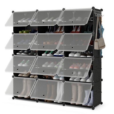 Costway Wooden Shoe Bench 10-cube Storage Organizer With Padded Cushion &  Umbrella Holder : Target