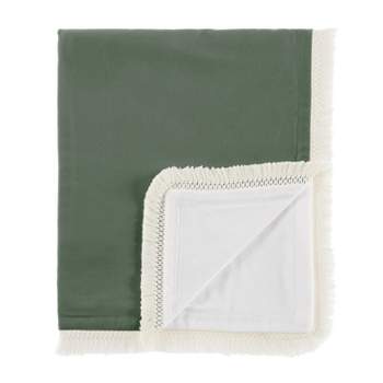 Sweet Jojo Designs Gender Neutral Baby Security Blanket Boho Fringe Green and White