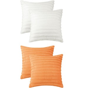 Unique Bargains Plush Faux Fur Solid Striped Soft Sofa Living Room Throw Pillow Covers Pack of 4 - 1 of 4