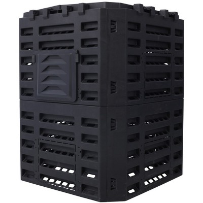 Garden Composter Bin Made From Recycled Plastic, Outdoor Compost Bin, 90/132 Gallons Large Compost Bin,abstract,black,25.5in,2.13ft