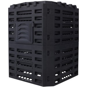 Garden Composter Bin Made From Recycled Plastic, Outdoor Compost Bin, 90/132 Gallons Large Compost Bin,abstract,black,25.5in,2.13ft - 1 of 4