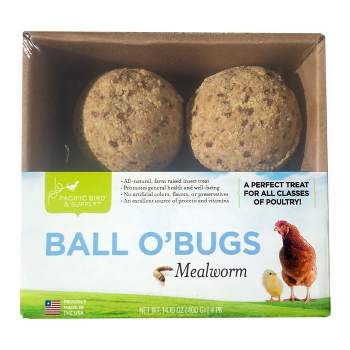 Pacific Bird & Supply Ball O' Bugs Mealworm Chicken Food, 4-pk