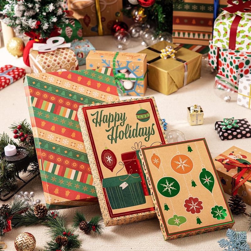 JOYIN 12pcs Christmas Foil Kraft Gift Boxes with 3 Sizes, 2 of 7