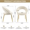 Set of 1 Velvet Fabric Dining Chairs With Curved Backrest and Golden Metal Legs for Kitchen or Dining Room ,White - 4 of 4