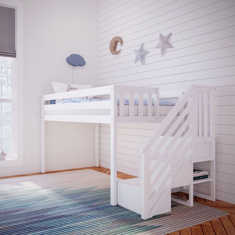 Max & Lily Twin Low Loft Bed with Staircase, 3 of 8