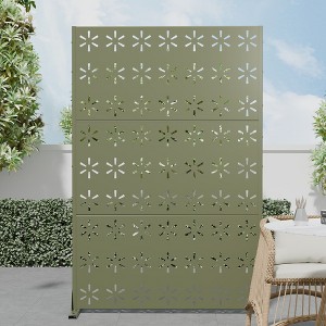 SpassWay 72"H x 47"W Outdoor Metal Garden Trellis Privacy Screen Lattice Panel Indoor Room Divider In Gray - 1 of 4