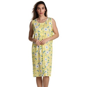 Just Love Womens Nightgown - Sleeveless Henley Oversized Sleepwear Gown - 1 of 3