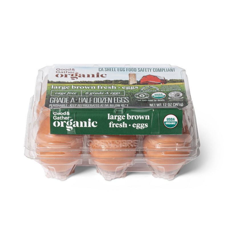 Organic Cage-Free Grade A Large Brown Eggs - 6ct - Good &#38; Gather&#8482;, 1 of 5