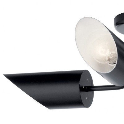 Trentino 28" Black Brass Glass Modern Semi-Flush Ceiling Light