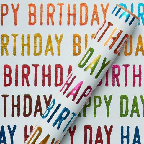Reversible Happy Birthday Wrapping Paper Roll for Kids Boys Girls