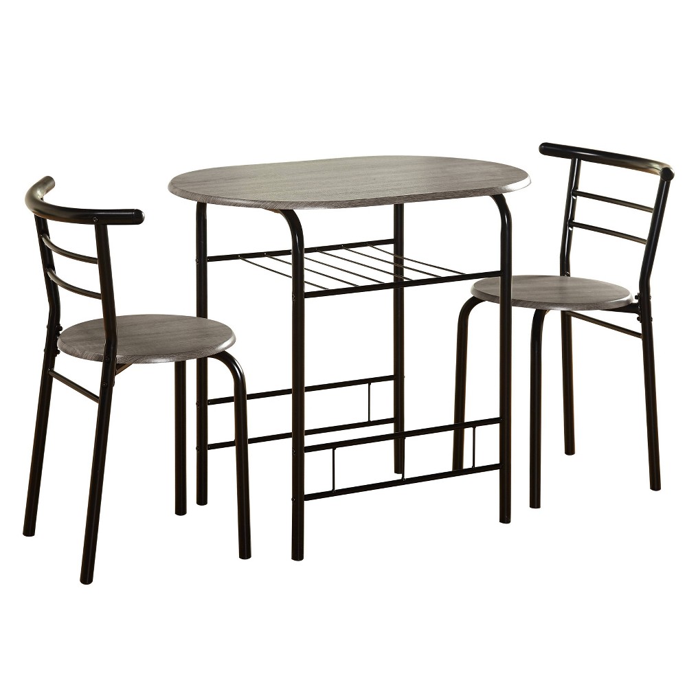 Photos - Dining Table 3pc Bistro Dining Sets Black/Gray - Buylateral