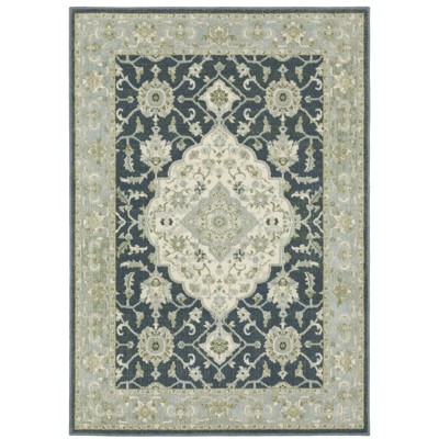 Oriental Weavers Branson BR05A Teal Blue/ Ivory Indoor Area Rug - 5'3" x 7'3"