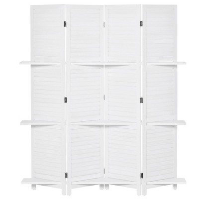 NicBex 4-Panel Room Divider Modern 5.6FT Folding Privacy Screen with Storage Shelves for Home & Office