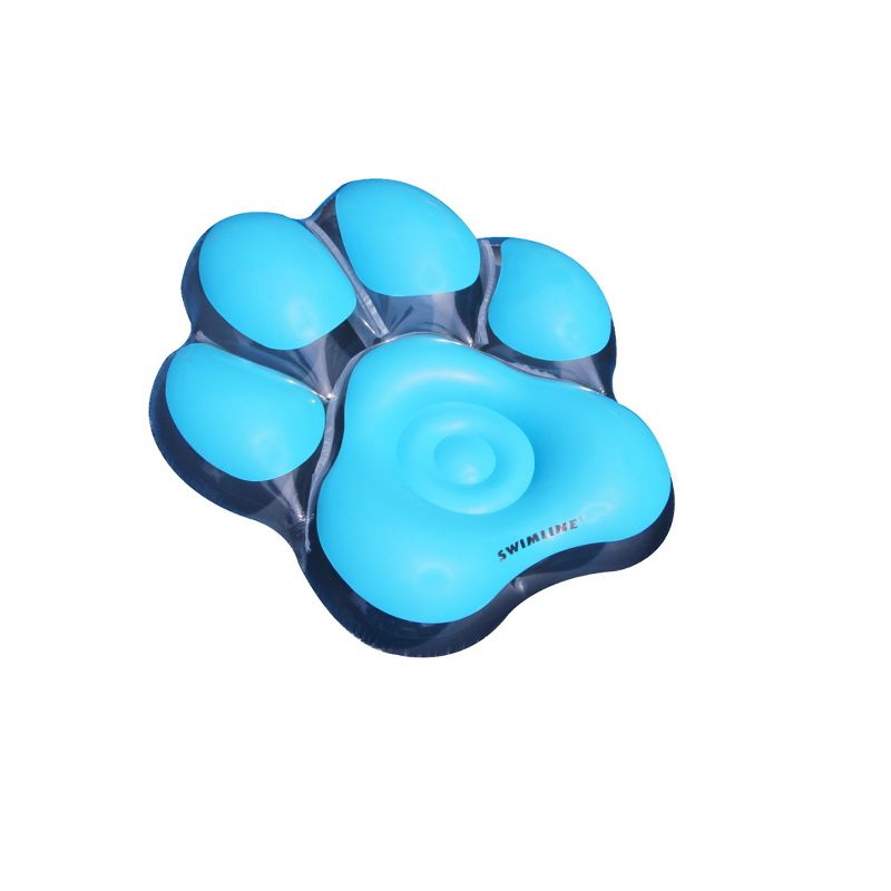 Swimline 61" Inflatable Pawprint 1-Person Swimming Pool Float - Blue, 1 of 4