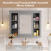 NicBex 35" x 28" Wall Mounted Bathroom Storage Cabinet with Mirror, Modern Medicine Cabinet with 6 Open Shelves for Bathroom, Blue - 4 of 4