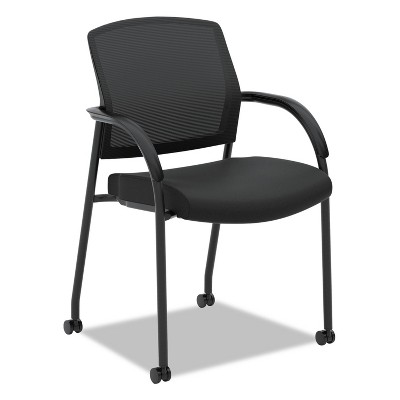 HON Lota Series Mesh Guest Side Chair Black Fabric Black Base 2285VA10