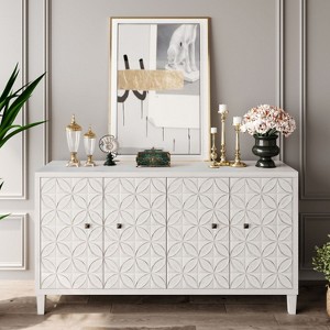 4 Door Accent Cabinet, Decorative Storage Cabinets with Adjustable Shelves - Maison Boucle - 1 of 4