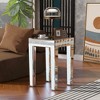 LOVMOR Modern Glass Mirrored Side Table, Easy Assembly End Table with Crystal Design and Adjustable Height Legs - 2 of 4