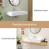 36 x 19 in. Solid Surface Wall Mount Bathroom Vessel Sink with Faucet Hole and Stainless Steels Drain Cover - 4 of 4