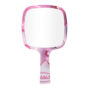 Unique Bargains Durable Square Handheld Mirror Rose Red Pink 1 Pc - 1 of 3