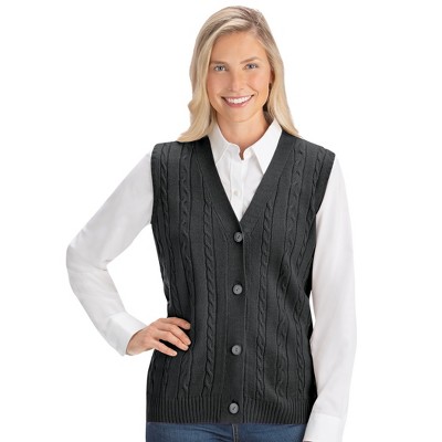 Collections Etc Stylish Cable-Knit Button Front Sweater Vest - image 2