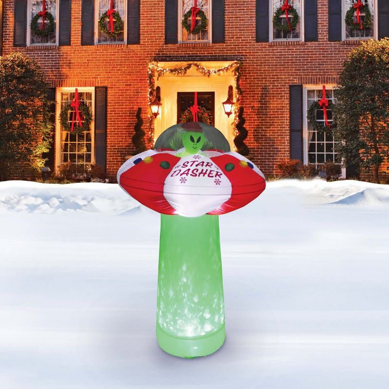 A Holiday Company 7ft Tall Star Dasher UFO with Green Shimmer Light, 7 ft Tall, Multi, 3 of 6