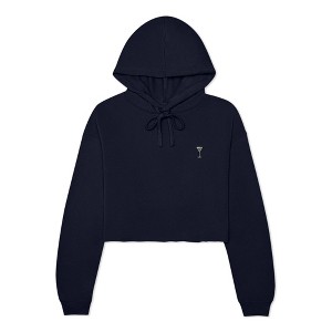 Dalix Martini Embroidered Hoodie Fleece Long Sleeve Cropped Sweatshirt Pullover Womens - 1 of 4