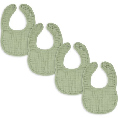 Muslin Cotton Baby Bibs, 4 Pack, Adjustable Size with Easy Snaps, Soft and Super Absorbent, Washable and Reusable By Comfy Cubs