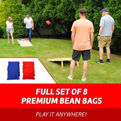 Natural Wood Cornhole Game Set with All-Weather Bean Bags