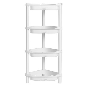 Aoibox 4-Tier Shower Caddy Organizer Corner Shelf, Rustproof Plastic Shower Rack Stand for Bathroom, Bathtub, Shower Pan, White - 1 of 4