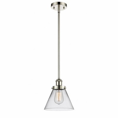 Cone - 1 Light Stem Hung Mini Pendant In Industrial Style-10 Inches Tall and 8 Inches Wide