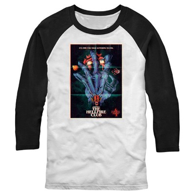 Men's Stranger Things Retro Hellfire Club Poster Baseball Tee - White ...