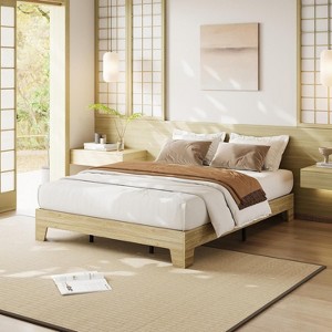 Acekool Platform Wood Bed Frame, No Headboard, Storage, Wooden Metal Slats - 1 of 4