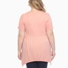 Plus Size Short Sleeve Shirred Front Knit Tunic Top with Pockets -White Mark - 3 of 4