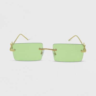 Women's Rimless Metal Rectangle Butterfly Sunglasses - Wild Fable™ Lime Green