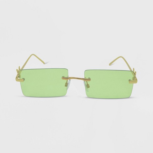 Women's Rimless Metal Rectangle Butterfly Sunglasses - Wild Fable™ Lime  Green : Target