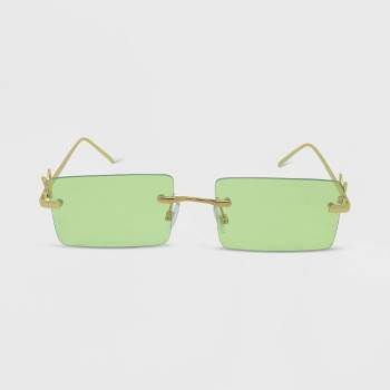 Women's Rimless Metal Rectangle Butterfly Sunglasses - Wild Fable™ Lime Green