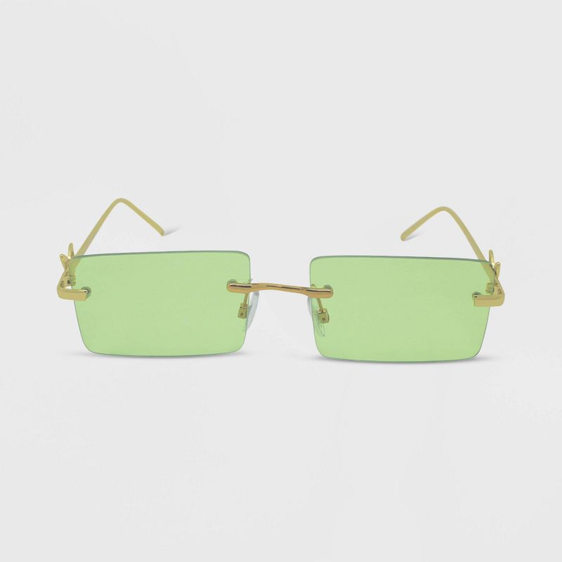 Women&#39;s Rimless Metal Rectangle Butterfly Sunglasses - Wild Fable&#8482; Lime Green, 1 of 3