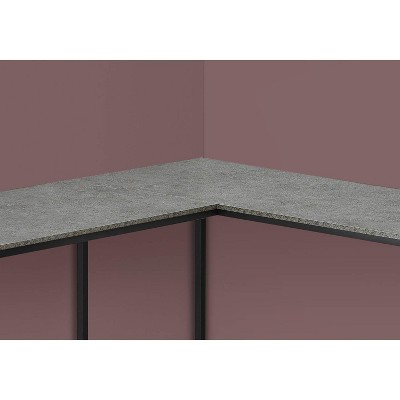 Gray L-Shaped Corner Computer Desk with Metal Base
