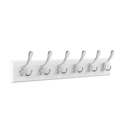 Wall Hook Rail - Mounted Hanging Rack with 6 Hooks for Entryway, Hallway, or Bedroom - Storage Solution for Coats, Towels, Bags by Lavish Home (Brown)