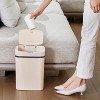 LunaLulinlk 3.2 Gallon Trash Can, Plastic Touchless Bathroom Trash Can, Cream - 2 of 4