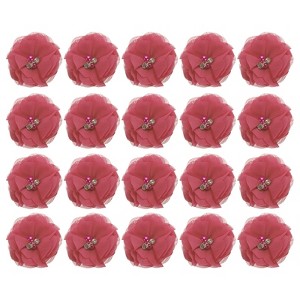 Unique Bargains Wedding Party Decoration Artificial Rhinestone Chiffon Flower Heads - 1 of 3