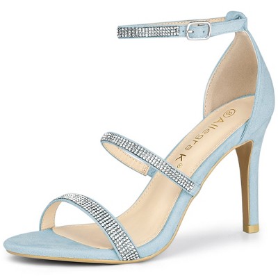 Allegra K Women's Strappy Rhinestone Heel Sandals Sky Blue 7 : Target