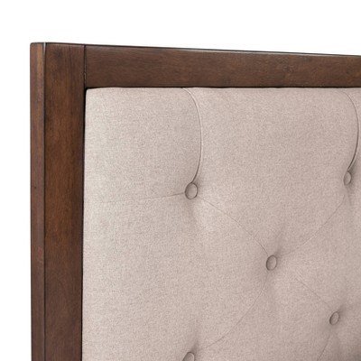 Reid Mid-Century Oatmeal Tufted Queen Platform Bed with Slats