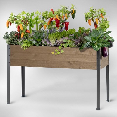 CedarCraft Elevated Spruce Planter with Steel Legs, 21" x 47" x 30"