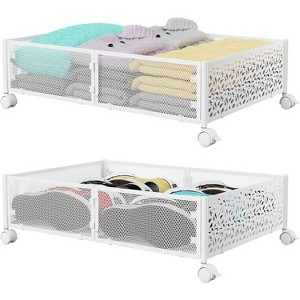 Under Bed Storage with Wheels, Tool-Free Assembly Metal Roll-Out Drawers for Shoes, Clothes & Blankets, Space-Saving Organizer - 1 of 4