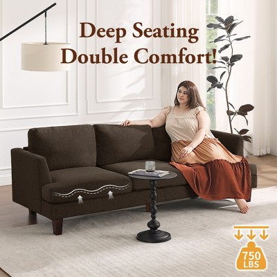 Gerrico 89" 3 Seater Sofa Couch with Deep Seats, Upholstered Sofa with Armrests, Comfy Couches for Living Room, Apartment and Office