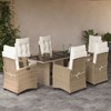 vidaXL Patio Dining Set with Cushions Table and Chair Furniture Poly Rattan - Beige and Cream Glass 6 Piece - 2 of 4