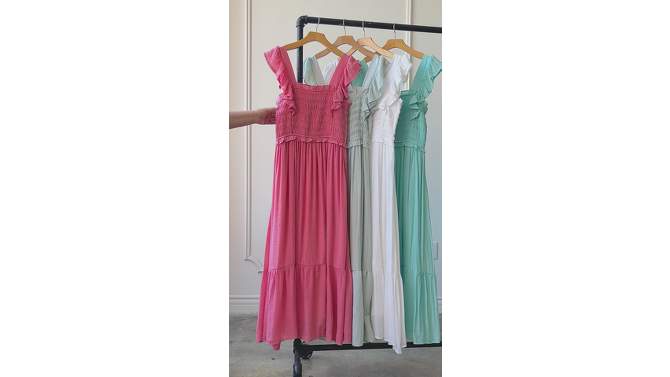 August Sky Women's Smocked Bodice Midi Dress, 6 of 8, play video