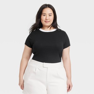 Women's Short Sleeve Ribbed T-Shirt - A New Day™ - 1 of 3